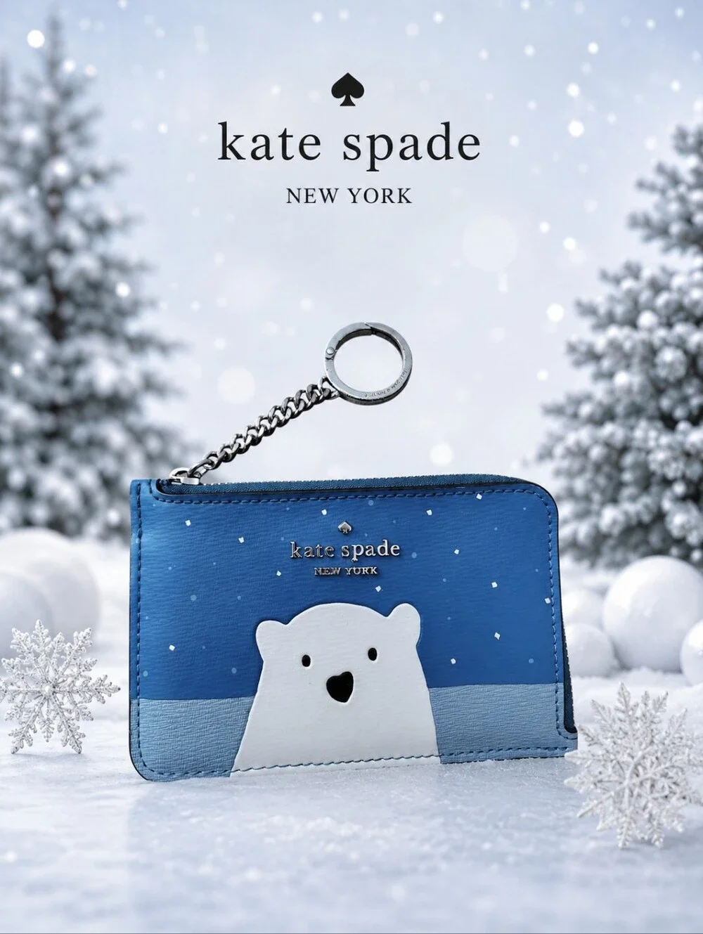 Kate Spade Polar Bear Card Holder Keychain